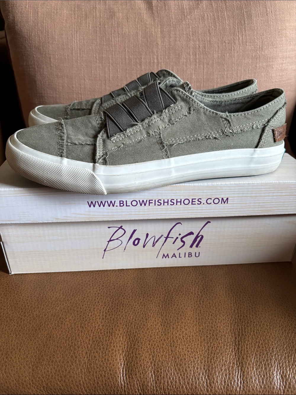 Blowfish Olive Green Canvas Slip-On Sneakers
